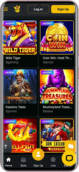 De visuele stijl van de Kaasino Casino-app 